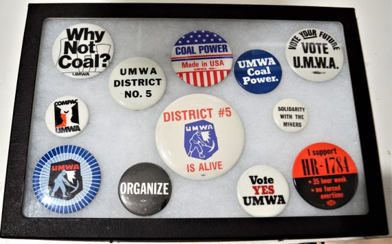 Collection Of 12 Umw Of A Mining Miner Pinback Buttons W Case Etsy