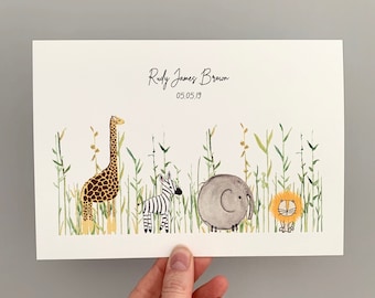 Personalised Safari New Baby Print