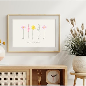 Original Birth Flower Family Print, Personalised Mother's Day Gift, Custom Floral Art image 3