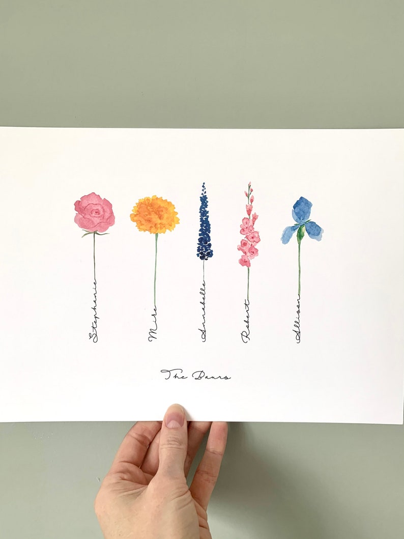 Family Watercolour Flower Stem Print image 6