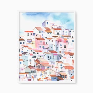 Coastal Spain, Spanish Countryside, Watercolor Art Print, Mediterranean Landscape Wall Decor, Andalusian Travel Poster