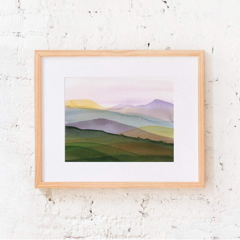 Tuscany Sunset Italy Art Print, Modern Watercolor Landscape, Travel Gift, Wine Country Painting, Scenic Countryside image 7