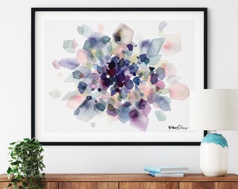 Nebula in Violet Fine Art Print, Archival Geometric Abstract Galaxy Poster, Purple Cosmos Space Watercolor, Modern Celestial Wall Decor
