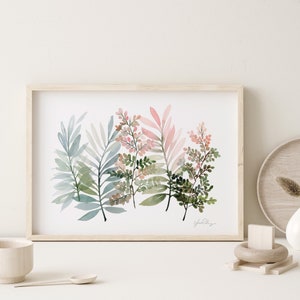 Calming Leaf Greenery, Plant Art Illustration, Spring Botanical Wall Decor, Foliage Plant Posters image 4