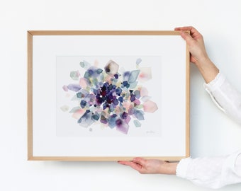 On Sale, Geometric Gems, Abstract Nebula and Deep Space, Night Sky Cosmos, Watercolor of Stars