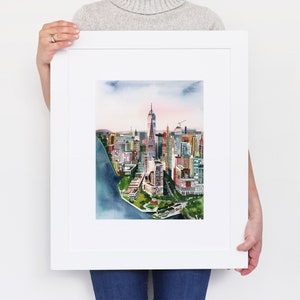 On Sale, One World Trade Center, New York City Print, NYC Wall Art Illustration, NYC Skyline Poster, Travel Watercolor Art