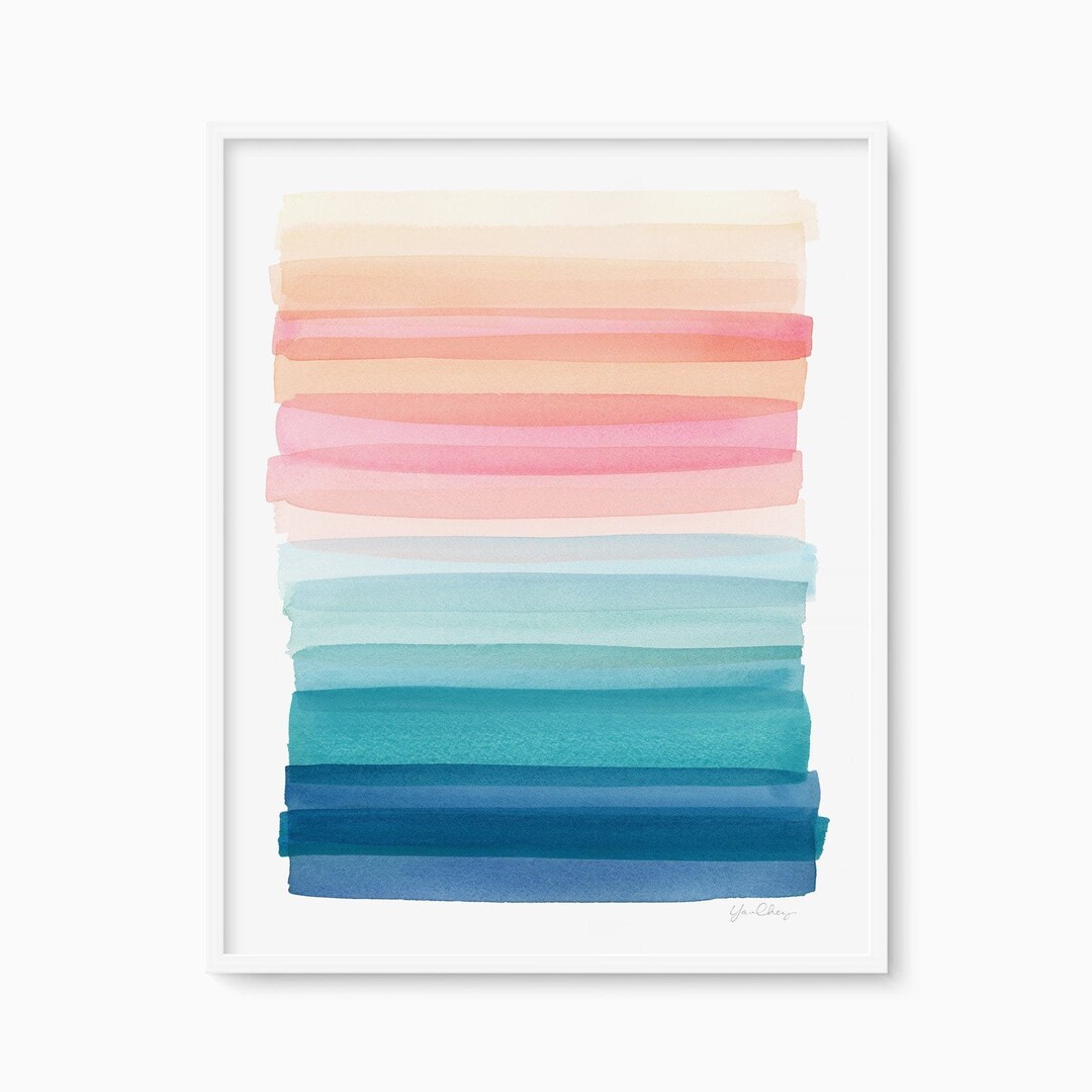 Turquoise Beach Watercolor Print, Coastal Wall Art - Etsy