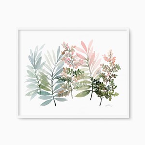 Calming Leaf Greenery, Plant Art Illustration, Spring Botanical Wall Decor, Foliage Plant Posters image 1