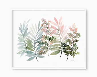 Calming Leaf Greenery, Plant Art Illustration, Spring Botanical Wall Decor, Foliage Plant Posters