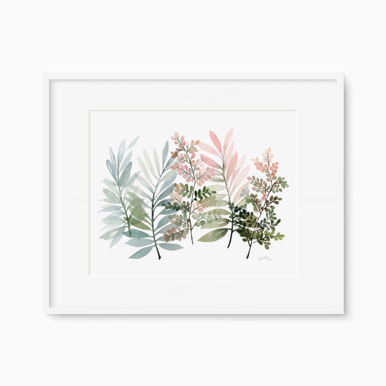 Calming Leaf Greenery, Plant Art Illustration, Spring Botanical Wall Decor, Foliage Plant Posters image 8