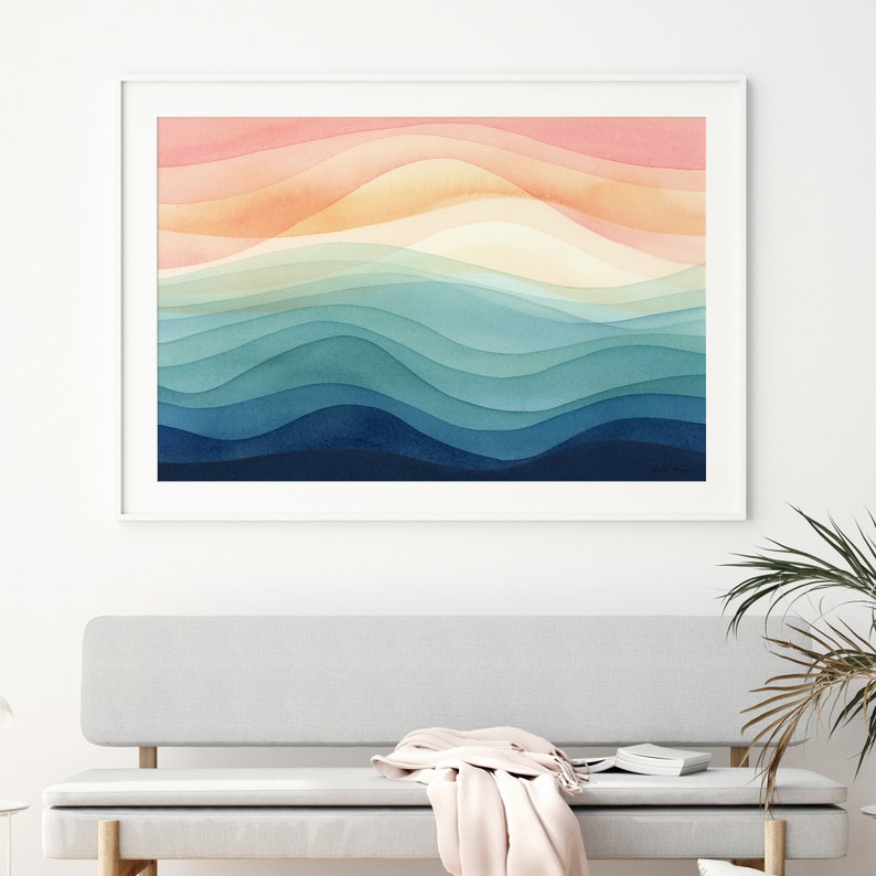 Beach Themed Wall Art Waves Coastal Wall Art Decor for the Etsy