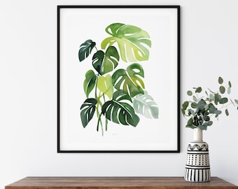 Philodendron Kunstdruck, Pflanzen Wand Poster Dekor, Specialty Housewarminggeschenk