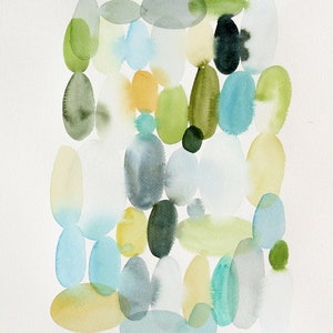 12&quot; x 16&quot; Ovals in Sap Green - Original Painting