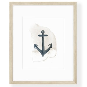 Watercolor Little Boy Anchor Nursery Print | Nautical Navy Beach Blue Art