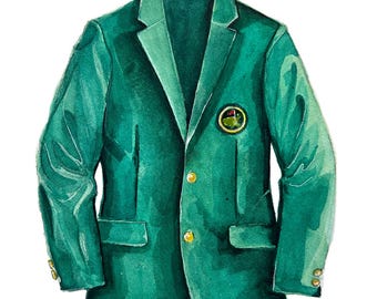 Watercolor Golf Green Masters Jacket Print | Nursery Wall Art | Dad Gift for Him | Augusta Golf Themed Nursery | Masters Party