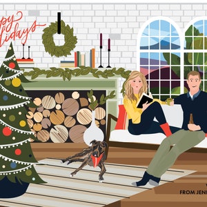 Custom Illustrated Family Christmas Card | Creative Card with Family | Unique Card | Personalized Holiday Cards | Illustrator Hand Drawn
