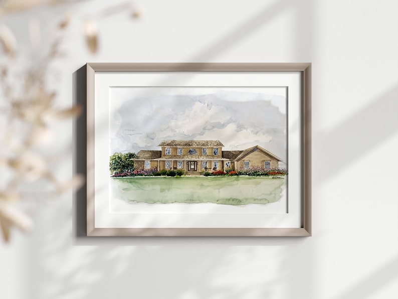 Hand Painted House Portrait Custom Watercolor Home Portrait Home Illustration Original Watercolor Art Keepsake House Portrait image 2