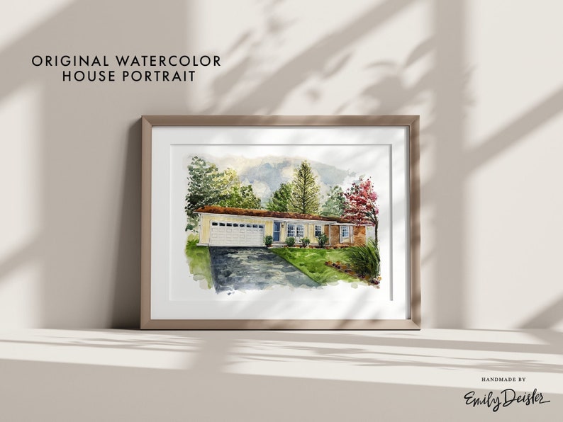 Hand Painted House Portrait Custom Watercolor Home Portrait Home Illustration Original Watercolor Art Keepsake House Portrait image 1