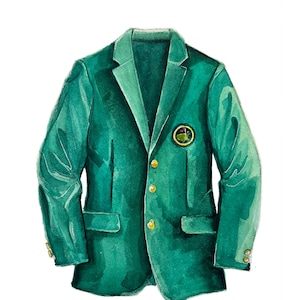 Watercolor Golf Green Masters Jacket Print | Nursery Wall Art | Dad Gift for Him | Augusta Golf Themed Nursery | Masters Party