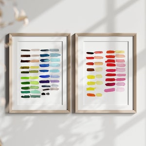 Watercolor Paint Swatch Prints | Cool and Warm Color Palette Art | Artist Swatch Art | Art Print Pair | Rainbow Pride Colorful Art