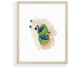 Watercolor Blueberry Kitchen Print | Cute Fruit Art