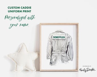 Golf Nursery Art | Watercolor Golf Custom Green Masters Caddie Uniform | Boy Nursery Art Print | Dad Gift for Him | Golf Nursery Wall Decor