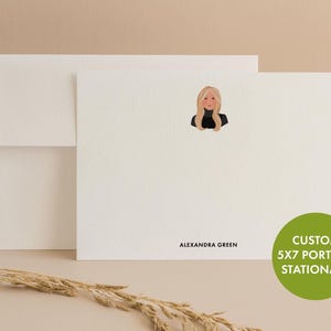 Custom Self-Portrait Stationery | Hand-Drawn Avatar Notecards with Envelopes | Personalized Gift for Teachers, Nurses, Bridesmaids