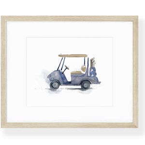 Watercolor Golf Cart Nursery Print | Cute Blue Sport Art | Nursery Wall Art | Watercolor Print | Golf Decor