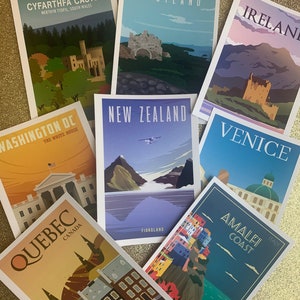 Pack of 32 travel themed postcards great for weddings guest book advice cards table names, post crossing postcards of kindness snail mail image 4