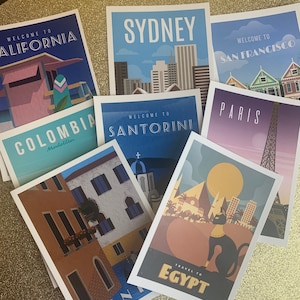 Pack of 32 travel themed postcards great for weddings guest book advice cards table names, post crossing postcards of kindness snail mail image 5