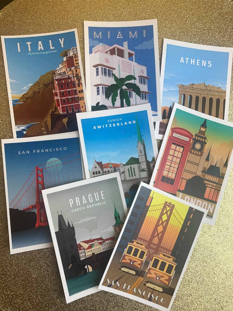 Pack of 32 travel themed postcards great for weddings guest book advice cards table names, post crossing postcards of kindness snail mail image 8