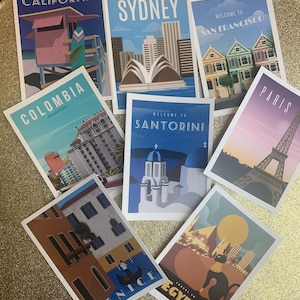 Pack of 32 travel themed postcards great for weddings guest book advice cards table names, post crossing postcards of kindness snail mail image 3