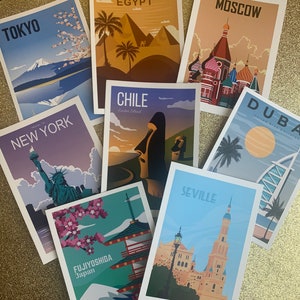 Pack of 32 travel themed postcards great for weddings guest book advice cards table names, post crossing postcards of kindness snail mail image 6