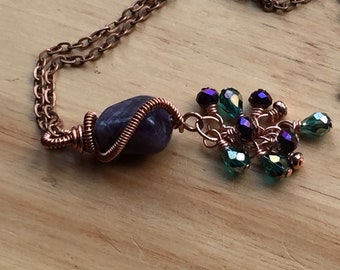 Amethyst Wire Wrapped Pendant, Amethyst pendant, Purple, Boho, Wirewrap Gemstone, Copper, OOAK, Handmade, Gift for Her, Arcturus Creations