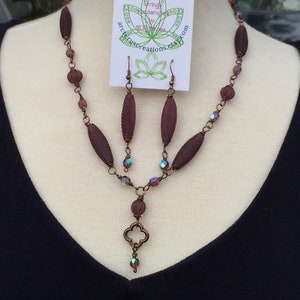 Purple Necklace, Purple Jewelry, Rustic, Nature Inspired, OOAK Handmade, Copper, Czech Glass Boho Necklace Earrings, Arcturus Creations Bild 2
