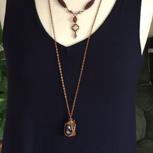 Purple Necklace, Purple Jewelry, Rustic, Nature Inspired, OOAK Handmade, Copper, Czech Glass Boho Necklace Earrings, Arcturus Creations Bild 5