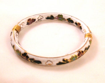 Vintage Floral Hand Painted Ceramic Bangle