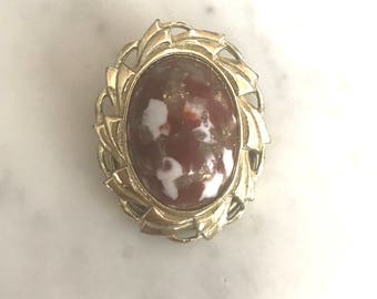 Vintage Red Stone Scarf Clip