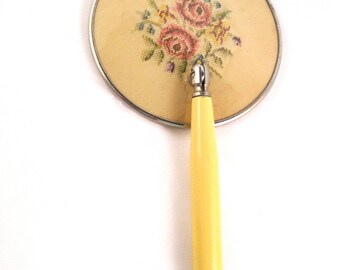 Vintage Small Floral Handheld Mirror