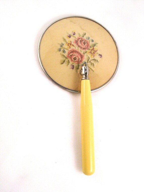 Vintage Small Floral Handheld Mirror