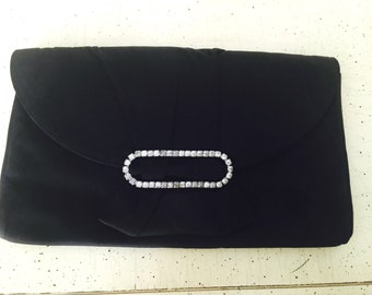 Vintage INGBER Schwarze Satin Abend Clutch