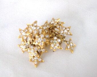 Vintage Rhinestone Star Cluster Pavé Clip On Earrings