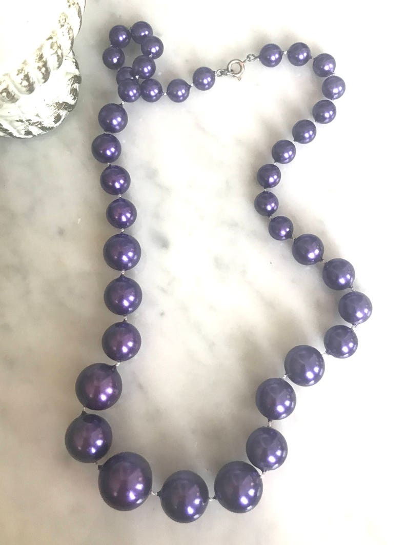 Vintage Purple Bead Necklace image 1