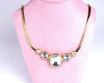 Vintage Fünf-Stein-Gold-Halskette