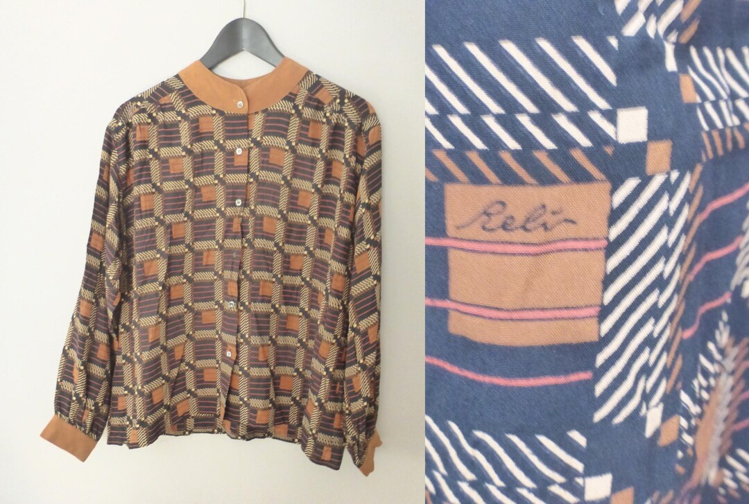 Azner Reli 70s Azner Reli Shirt. XXL Size. Chic Oversized Multicolor Geometrical ...
