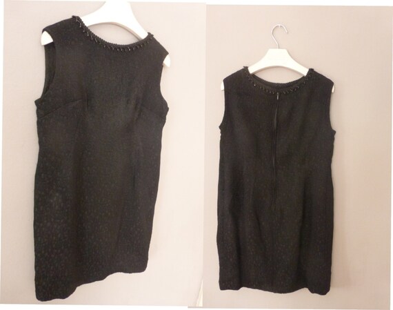 60s mini dress. L size. "Little black dress" with… - image 3