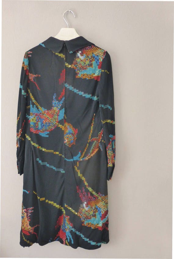 70s boho dress. S size. Elegant multicolor polyes… - image 5