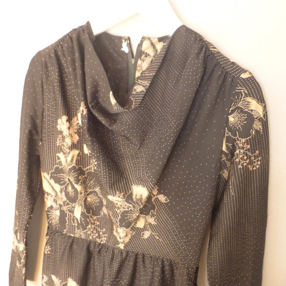 70s widow dress. XS size. Black polyester autumn … - image 1