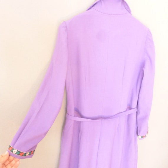 70s hippie belted dress. XL size. Purple 100% woo… - image 9