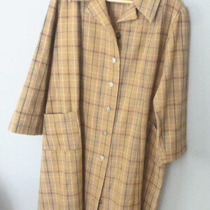 80s oversized outwear. 4XL size. Light brown plaid unisex coat with multicolor lines, two front pockets. In a very good vintage condition. image 5